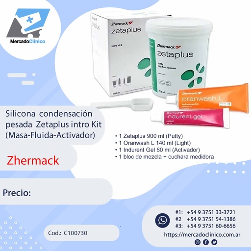 [C100730] Silicona condensación pesada  Zetaplus Intro Kit (Masa-Fluida-Activador) - Zhermack

