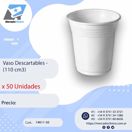 [14611-50] Vasos  Descartables 110cc - 50 Unidades