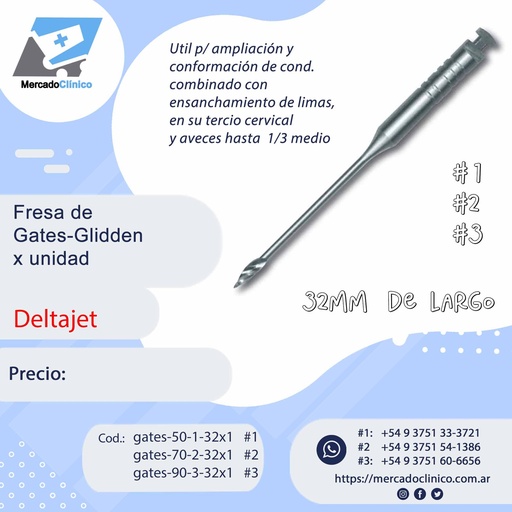 Fresa de Gates Glidden - x 1 unidad - Deltajet