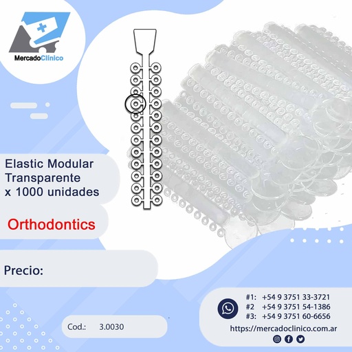 [3.0030] Elastic Modular Gomitas - Transparente (1000 unidades) - Orthodontics