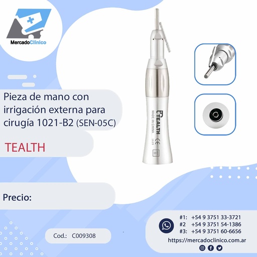 [C009308] Pieza de mano 1:3 con irrigación externa para 
cirugía 1024-B2 (SEN-09C) - TEALTH (copia)