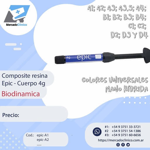 Composite Resina Nano Hibrida Epic 4gr - CUERPO - BIODINAMICA