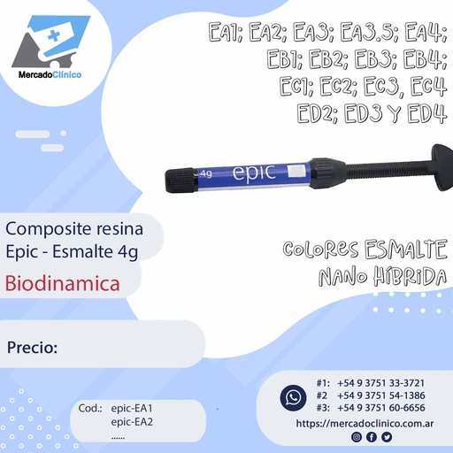 Composite Resina Nano Hibrida Epic 4gr - ESMALTE - BIODINAMICA