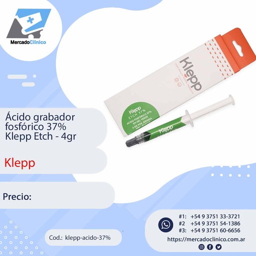 [klepp-acido-37%] Acido Grabador fosfórico Klepp Etch 37% - 4  gr - Klepp
