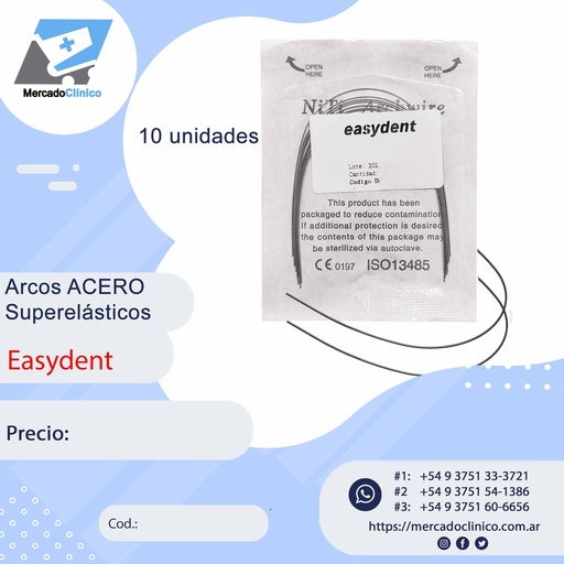 Arcos ACERO superlásticos - CUADRADO y RECTANGULARES - Easydent 