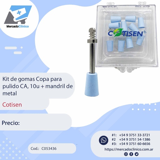 [C053436] Kit de gomas Copa para pulido CA, 10u + mandril - COTISEN