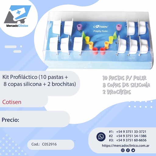 [C052916] Kit Profiláctico (10 pastas + 8 copas silicona + 2 brochitas) - Cotisen
