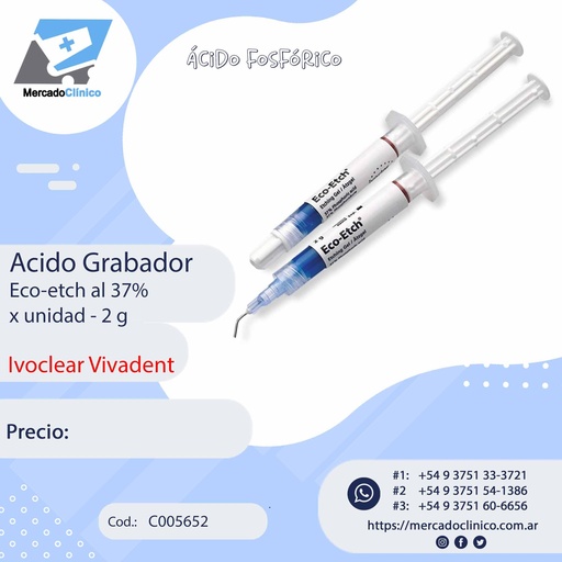 [C005652] Acido GrabadorEco-etch Fosfórico al 37% - x 2 unidades de 2 g - Ivoclear Vivadent
