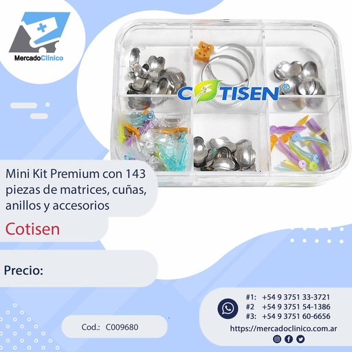 [C009680] Mini Kit Premium con 143 piezas de matrices, cuñas, anillos y accesorios - Cotisen