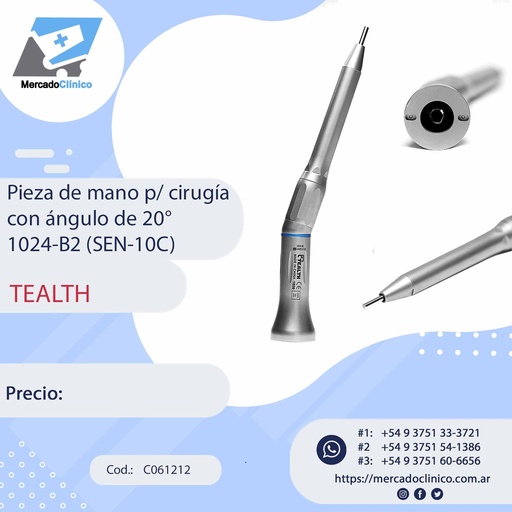[C061212] Pieza de mano p/ cirugía con ángulo de 20° 1024-B2 (SEN-10C) - Tealth