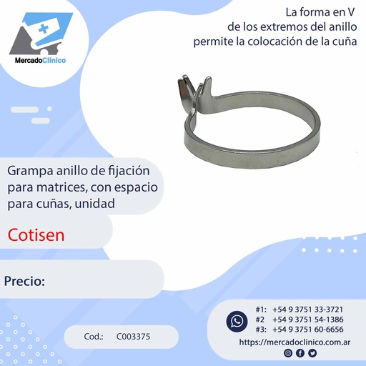 [C003375] Grampa anillo de fijación para matrices, con espacio para cuñas, unidad - COTISEN