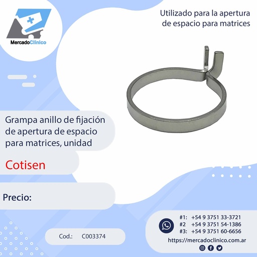 [C003374] Grampa anillo de fijación de apertura de espacio para matrices, unidad - COTISEN