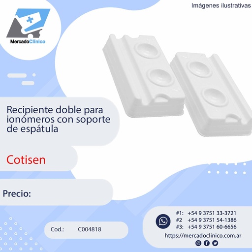 [C004818] Recipiente doble para ionómeros con soporte de espátula - COTISEN