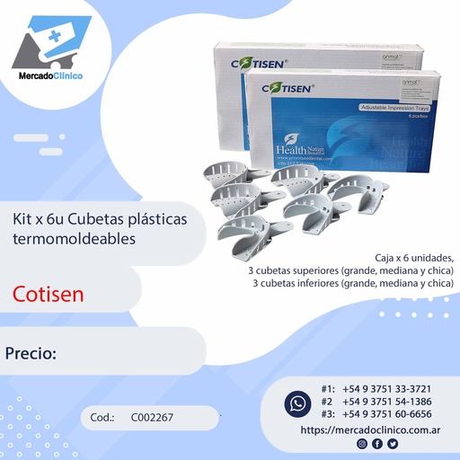 [C002267] Kit x 6u Cubetas plásticas termomoldeables - COTISEN