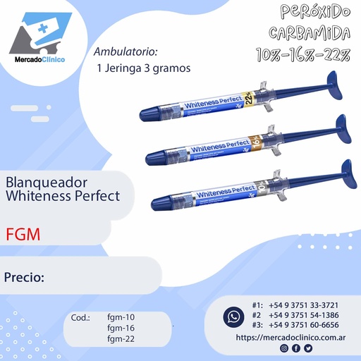 Blanqueador  Whiteness Perfect  16% - Kit 6 pacientes - FGM 