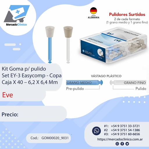 [GOM00020_9031] Kit goma para pulido - Set EY-3 - Copa - 40 unidades - Eve