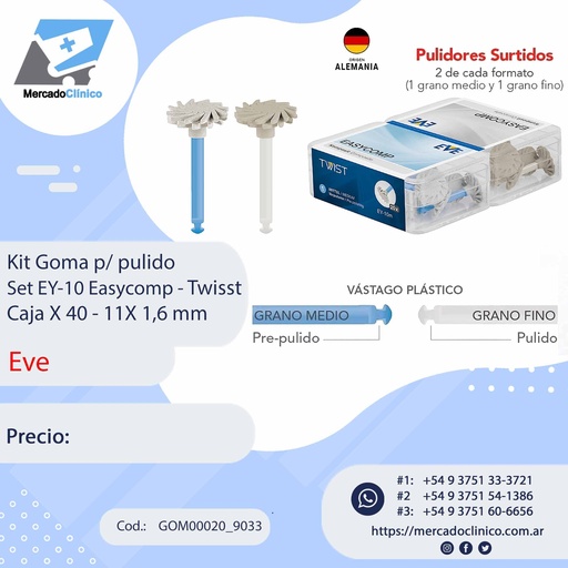 [GOM00020_9033] Kit goma para pulido - Set EY-10 - Twisst - 40 unidades - Eve