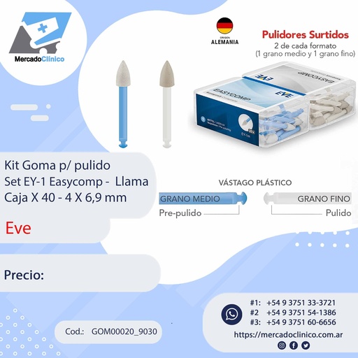 [GOM00020_9030] Kit goma para pulido - Set EY-10 - Llama -  40 unidades - Eve