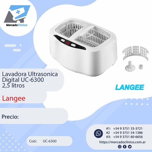 [UC-6300] Lavadora Ultrasónica Digital UC-6300
2,5 litros - Langee
