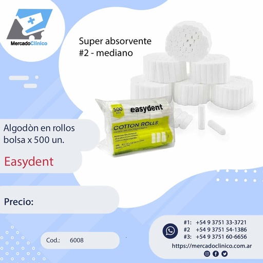 [6008] Rollos de algodón dental x 500 un - Easydent