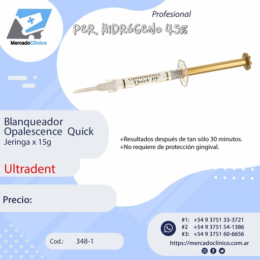 [348-1] Blanqueador Opalescence  Quick - Jeringa x 15g - Carbamida 45% - Ultradent