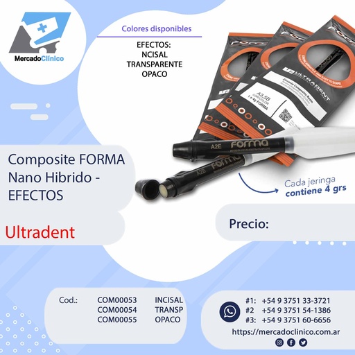 Composite / Resina - FORMA - EFECTOS - Nano hibrida 4g - ULTRADENT