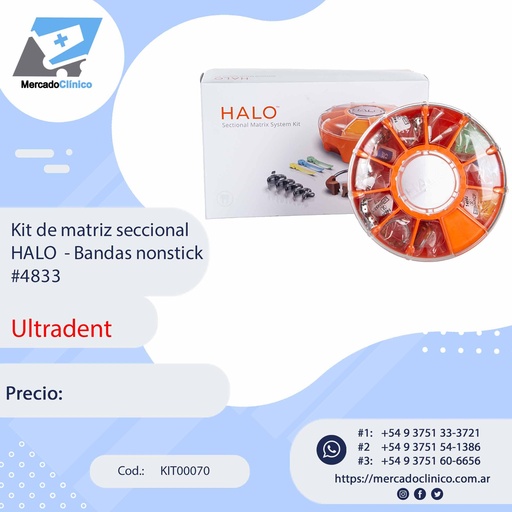 [KIT00070] Kit de matriz seccional HALO  - Bandas nonstick - #4833 - Ultradent