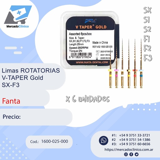 [1600-025-000] Limas ROTATORIAS - V-TAPER Gold- SX-F3 - Fanta