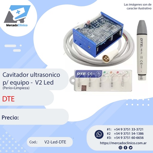 [V2-Led-DTE] Cavitador ultrasónico p/ equipo V2 Led (Perio+Limpieza) - DTE