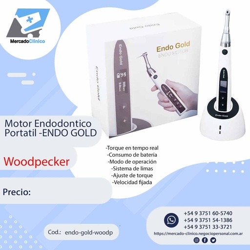 [endo-gold-woodp] Motor Endodontico - Portatil - Endo Gold - Woodpecker 