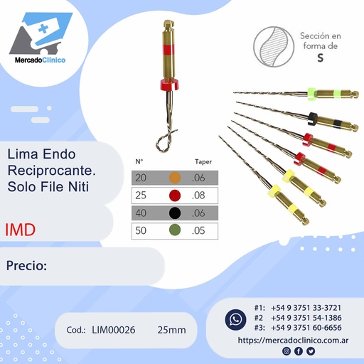 [LIM00026] Lima Endo Reciprocante. Solo File Niti - 25mm - IMD