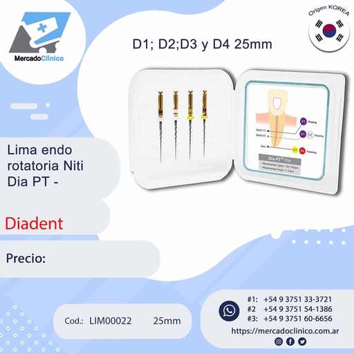 [LIM00022] Lima endo  rotatoria Niti Dia PT - 25 mm - Diadent