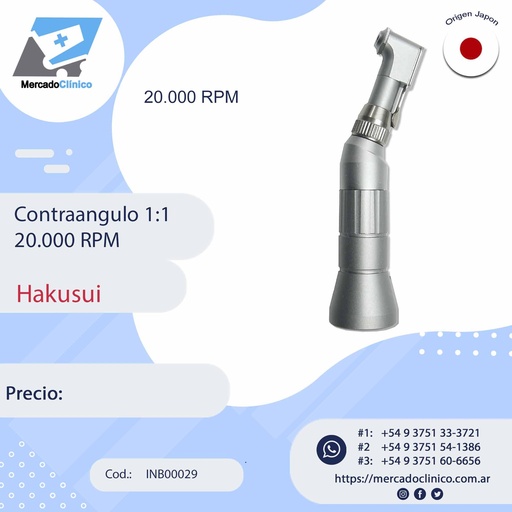 [INB00029] Contra angulo 1:1 20.000 RPM - Hakusui
