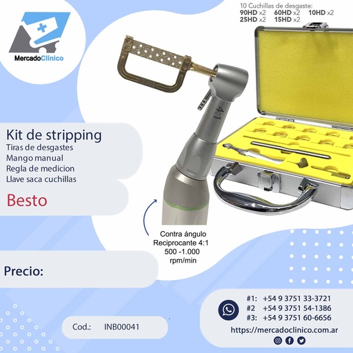 [INB00041] Kit contraangulo 4:1 para stripping - Besto