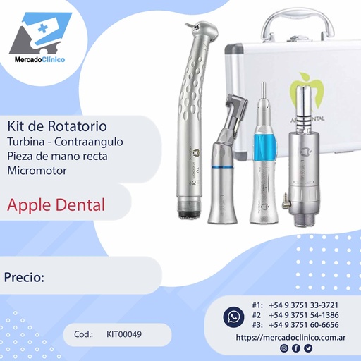 [KIT00049] Kit de Rotatorio Turbina - Contraangulo Pieza de mano recta Micromotor - Apple Dental