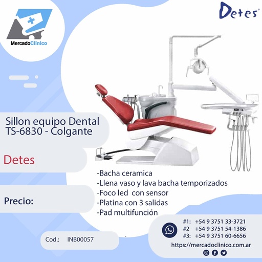 [INB00057] Sillon equipo Dental TS-6830 - Colgante - Detes
