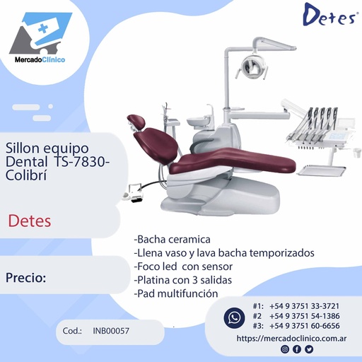 [INB00058] Sillon equipo Dental TS-7830 - Colibrí - Detes