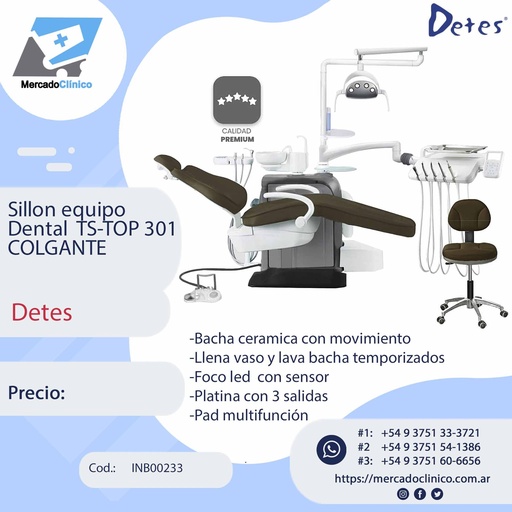 [INB00233] Sillon equipo Dental TS-TOP 301 - Colgante - Detes