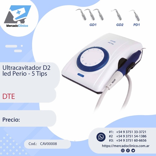 [CAV00008] Cavitador ultrasónico Ultracavitador D2 Led Perio - 5 Tips - DTE