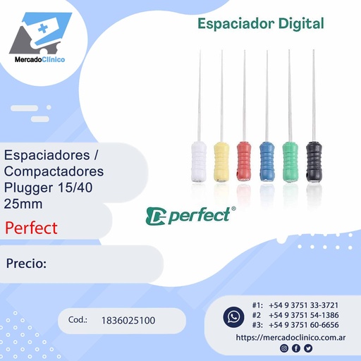 [1836025100] Espaciadores / Compactadores Pluggers 15/40 - 21 y 25 mm - Perfect
