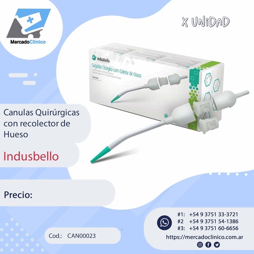 [CAN00023] Canulas Quirúrgicas  con recolector de  Hueso - Indusbello