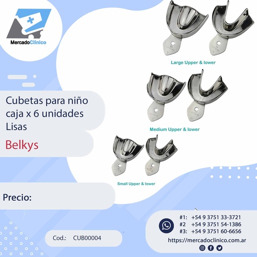 [CUB00004] 
Cubetas metálica para niño caja x 6 unidades lisas - Belkys