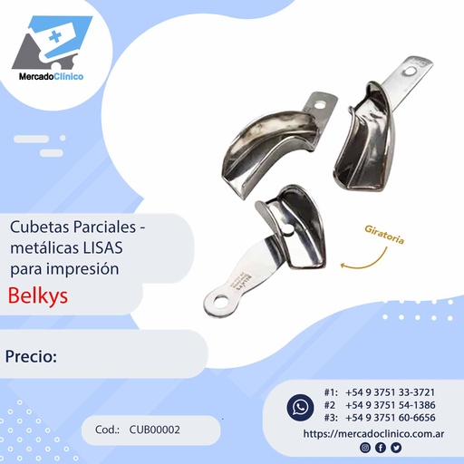 [CUB00002] Cubetas Parciales - metálicas LISAS para impresión - Belkys
