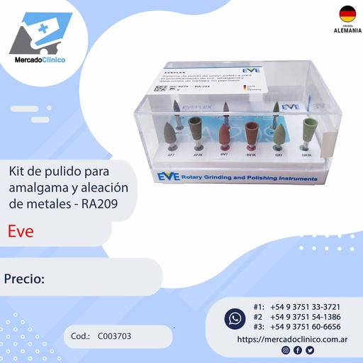 [C003703] Kit de pulido para amalgama y aleación de metales - RA209 - EVE