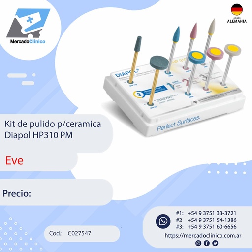 [C027547] Kit de pulido p/cerámica  Diapol HP310 PM - EVE
