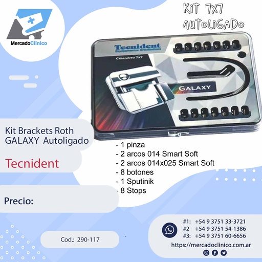 [290-117] Bracket Galaxy - kits 7 x 7  (sistema autoligado) - Tecnident