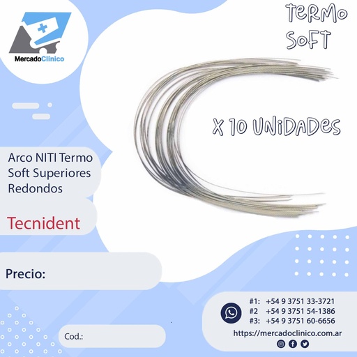 Arcos NITI Soft SUPERIORES - Redondo - X 10 arcos - TECNIDENT