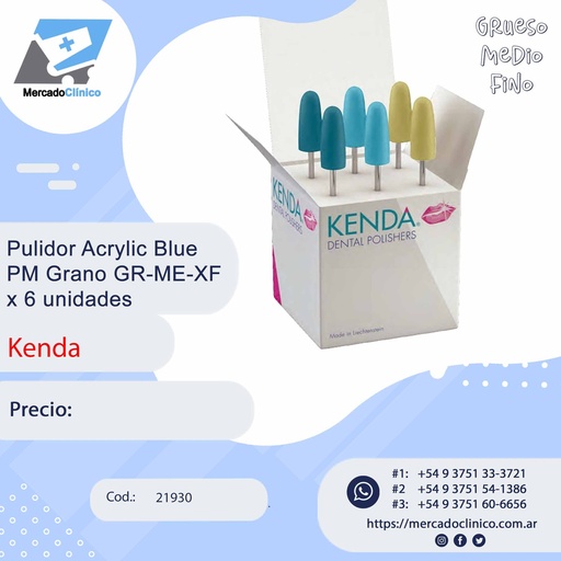 [21930] Pulidor Acrylic Blue PM Grano GR-ME-XF x 6 unidades - Kenda