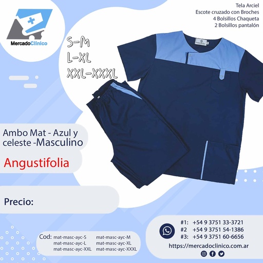Ambo Mat - Pantalón y chaquetilla - Azul y Celeste - Masculino - Angustifolia