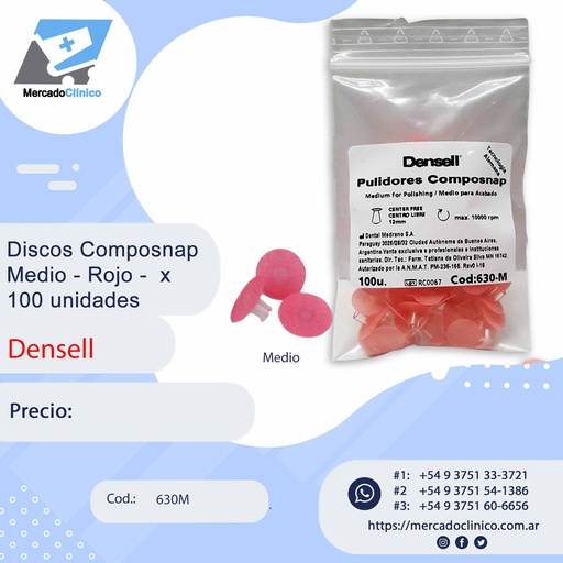 [630M] Discos Composnap Medio - Rojo x 100 unidades - Densell